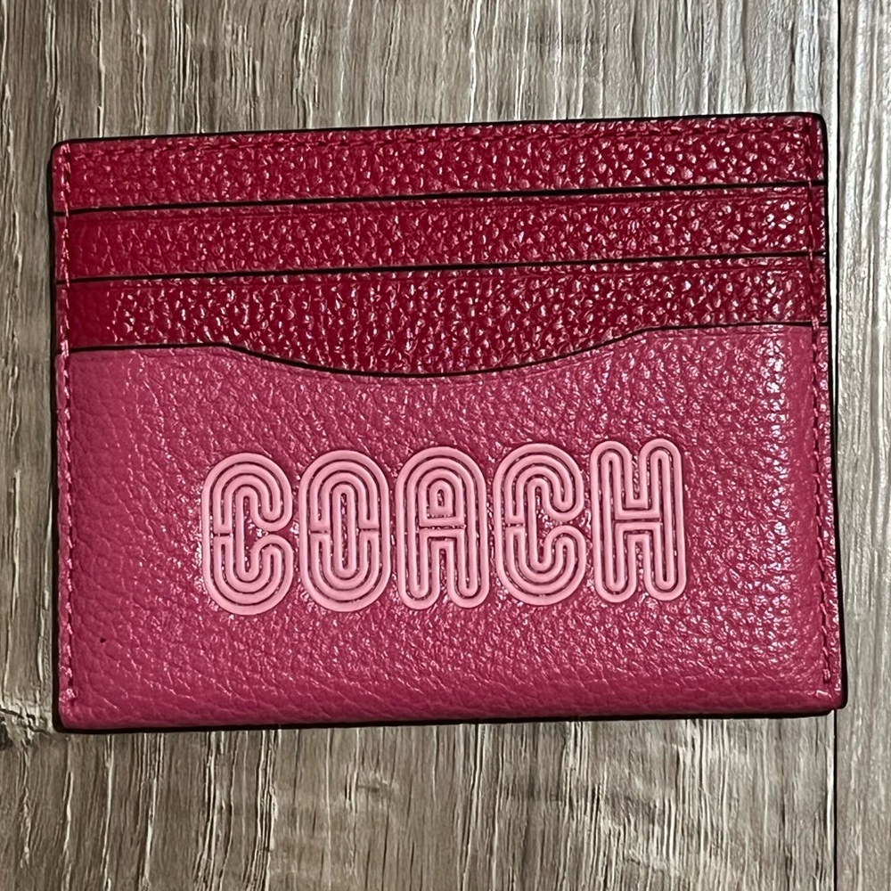 Coach Two-Tone Pink Leather Card Holder